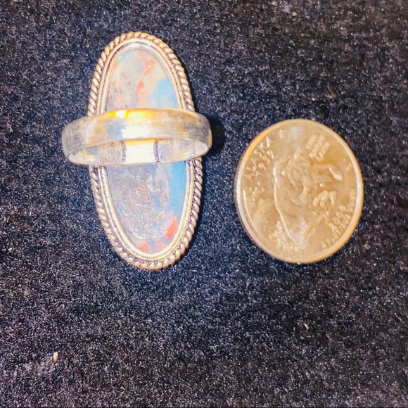 Caribbean Larimar statement Handcrafted ring - Picture 5 of 6